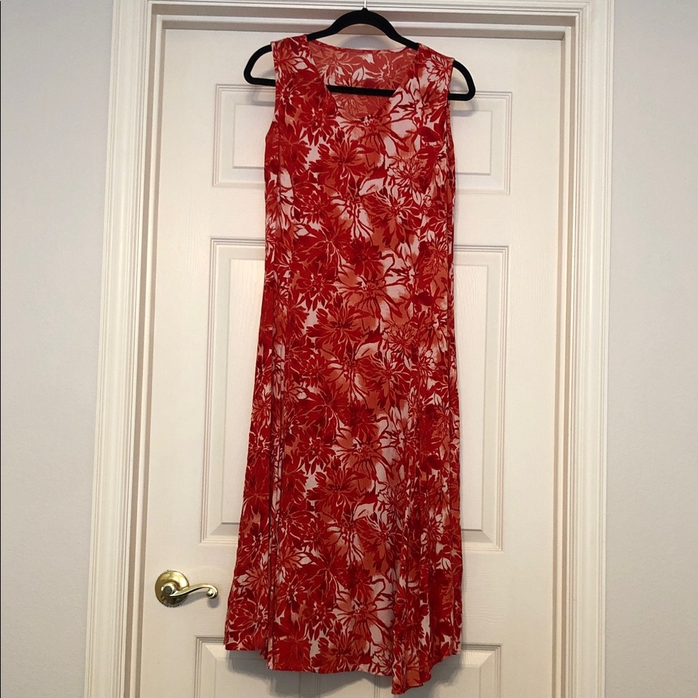 Red Floral Sleeveless Maxi Dress